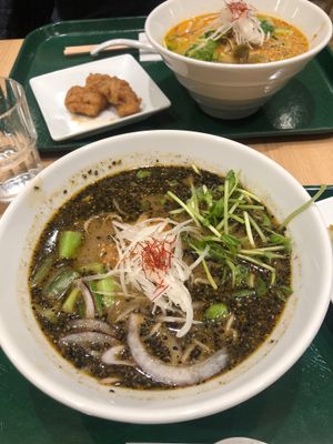 Black Sesame Ramen was amazing   at T's Tantan - Tokyo JR Station in Tokyo