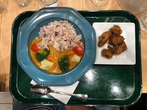 Massaman Curry + Side of fried Soy meat at T's Tantan - Tokyo JR Station in Tokyo