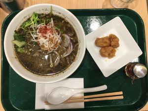 Black sesame ramen at T's Tantan - Tokyo JR Station in Tokyo