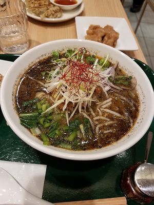 black sesame ramen at T's Tantan - Tokyo JR Station in Tokyo