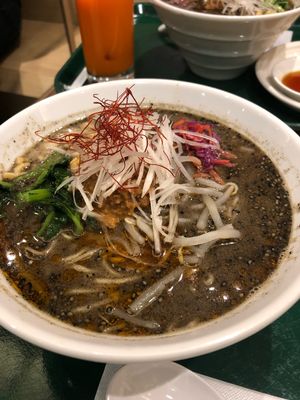 Black sesame ramen at T's Tantan - Tokyo JR Station in Tokyo