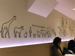 Cute wall art at T's Tantan - Tokyo JR Station in Tokyo