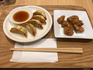 Gyoza & Fried Soy Meat at T's Tantan - Tokyo JR Station in Tokyo