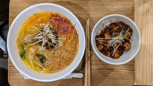 Golden sesame and tofu side. Delicious. at T's Tantan - Tokyo JR Station in Tokyo