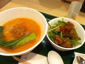 Tantan soup and sweet and sour bowl at T's Tantan - Tokyo JR Station in Tokyo