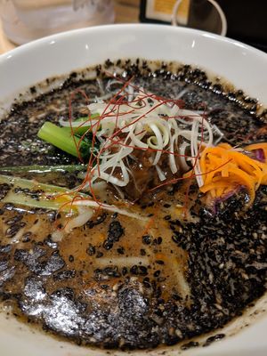 black sesame ramen 950 yen at T's Tantan - Tokyo JR Station in Tokyo