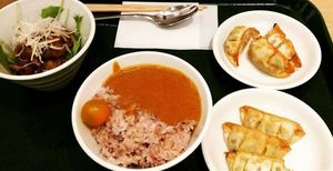 Curry and dumplings at T's Tantan - Tokyo JR Station in Tokyo