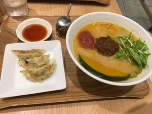 Tantan noodles with gyoza  at T's Tantan - Tokyo JR Station in Tokyo