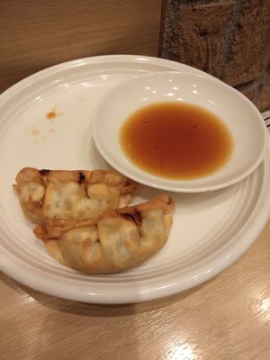 Deep fried gyoza 😔 at T's Tantan - Tokyo JR Station in Tokyo