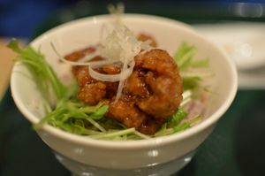 Fried soybean meat bowl (side dish) at T's Tantan - Tokyo JR Station in Tokyo
