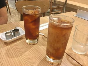 Ice tea with soy milk at T's Tantan - Tokyo JR Station in Tokyo