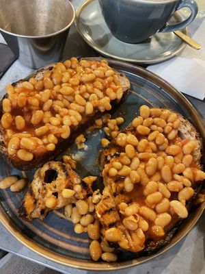 Beans on toast   at Mayhap in Manchester