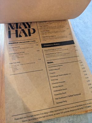 Limited vegan options at Mayhap in Manchester