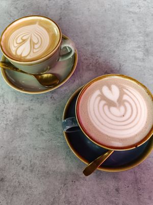 Oat latte and oat hot chocolate at Mayhap in Manchester