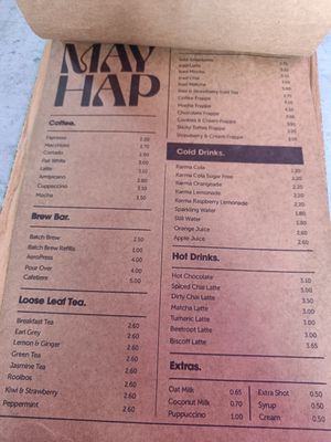 Menu page 3 at Mayhap in Manchester