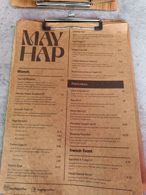 Menu page 1 at Mayhap in Manchester