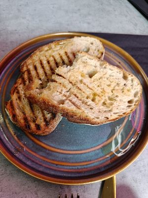 Vegan toast - with oil instead of spread at Mayhap in Manchester