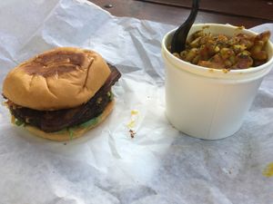 bac’n cheezburger and mac! at Arlo's Food Truck - Cheerup Charlie's in Austin