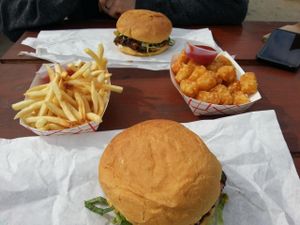 Bac'N Cheez Veggie Burger at Arlo's Food Truck - Cheerup Charlie's in Austin