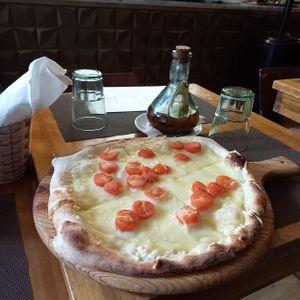 Margherita Pizza with Cherry Tomatoes at La Bufalina Ibiza in Ibiza