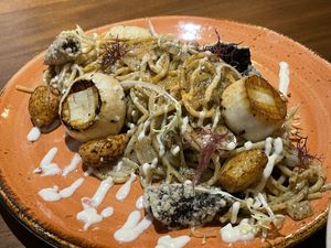 Cream pasta with sea plant touch added  at Lazy Farmers in Seoul