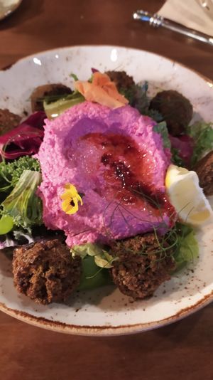 Falafel hummus salad at Lazy Farmers in Seoul