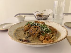Cashew Nut Cream Miso Pasta   at Lazy Farmers in Seoul
