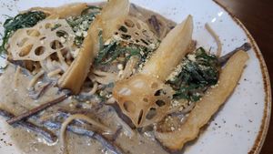 Cashew nut cream miso pasta at Lazy Farmers in Seoul