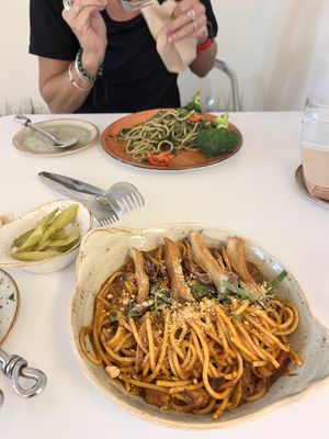 Ragu and pestò dishes.    at Lazy Farmers in Seoul