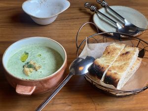 Broccoli soup is too watery    at Lazy Farmers in Seoul