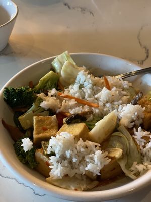 Vegetarian Delight with tofu. If you order with “medium” spice, you’re in for a spicy treat.  at The Eastern Peak in Nashville