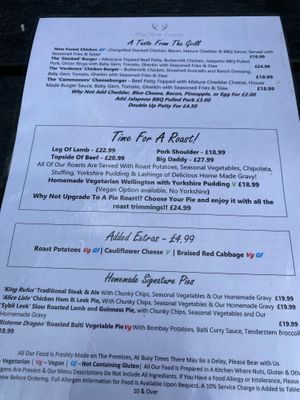 Menu at New Forest Inn in Lyndhurst