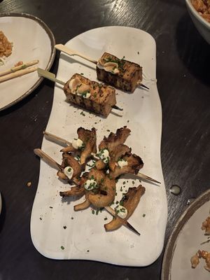 Vegan oyster mushrooms and tofu   at Restaurant Three in Rotterdam