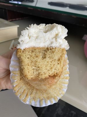Inside of vanilla cupcake  at The Flying Cupcake - Massachusetts Ave in Indianapolis