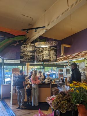 Juice bar at the front of the store with the flowers, between the bistro and checkout at Huckleberry's Natural Market in Spokane
