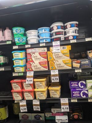 Vegan butter section including sour cream at Huckleberry's Natural Market in Spokane