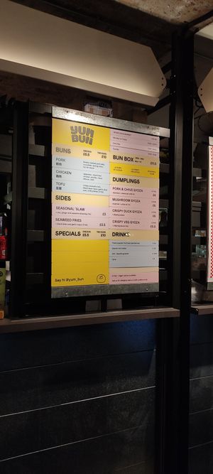 Menu at Yum Bun - Food Stall in London