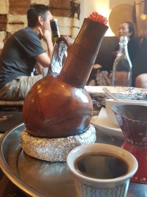 Coffee with popcorn at Mosob in West London