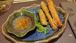 Sweet potatoes and veggie rolls at Thai Square Restaurant in Martignacco