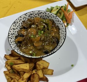 Spicy aubergine dish (recommended!)  at YOSH in Serrekunda