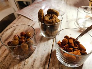 Tris Drogheria with Homemade Taralli, olives and almonds - great fit 🤤 at Drogheria Pugliese in Ostuni