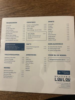 menu  at Brasserie LouLou in Cadzand
