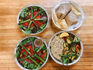 Asparagus salad & Chicken Stir Fry & Portobello Wrap - Take Out at The Allways Cafe in Huntingdon Valley