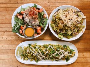 Jerk Chicken Salad - Thai Peanut Salad - Brussels at The Allways Cafe in Huntingdon Valley