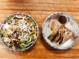 Thai peanut salad & sweet potato quesadilla  at The Allways Cafe in Huntingdon Valley