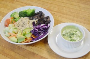 Yum coconut curry rice platter  at The Allways Cafe in Huntingdon Valley