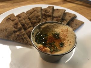 Pita bread with hummus $1 at The Allways Cafe in Huntingdon Valley