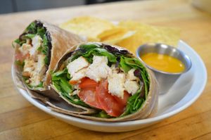 Chicken wrap with mango sauce at The Allways Cafe in Huntingdon Valley