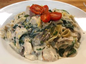 Lemon zest fettuccine with chicken  at The Allways Cafe in Huntingdon Valley