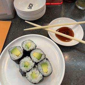 avocado maki  at LHR - YO! Sushi - T3 in West London